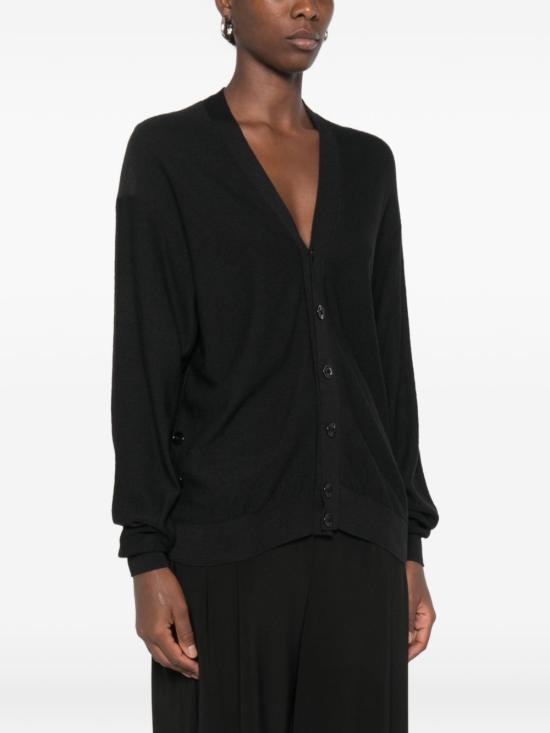 Lemaire Wool Knit Cardigan PO0052 LK1063 999 BLACK DOM
