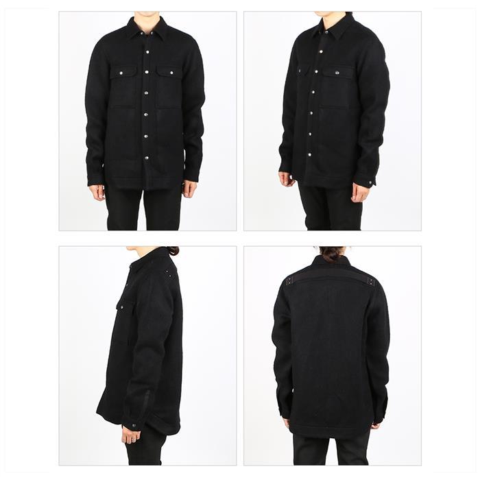 Rick Owens Long Sleeve Felt Overshirt Jacket Black Men’s