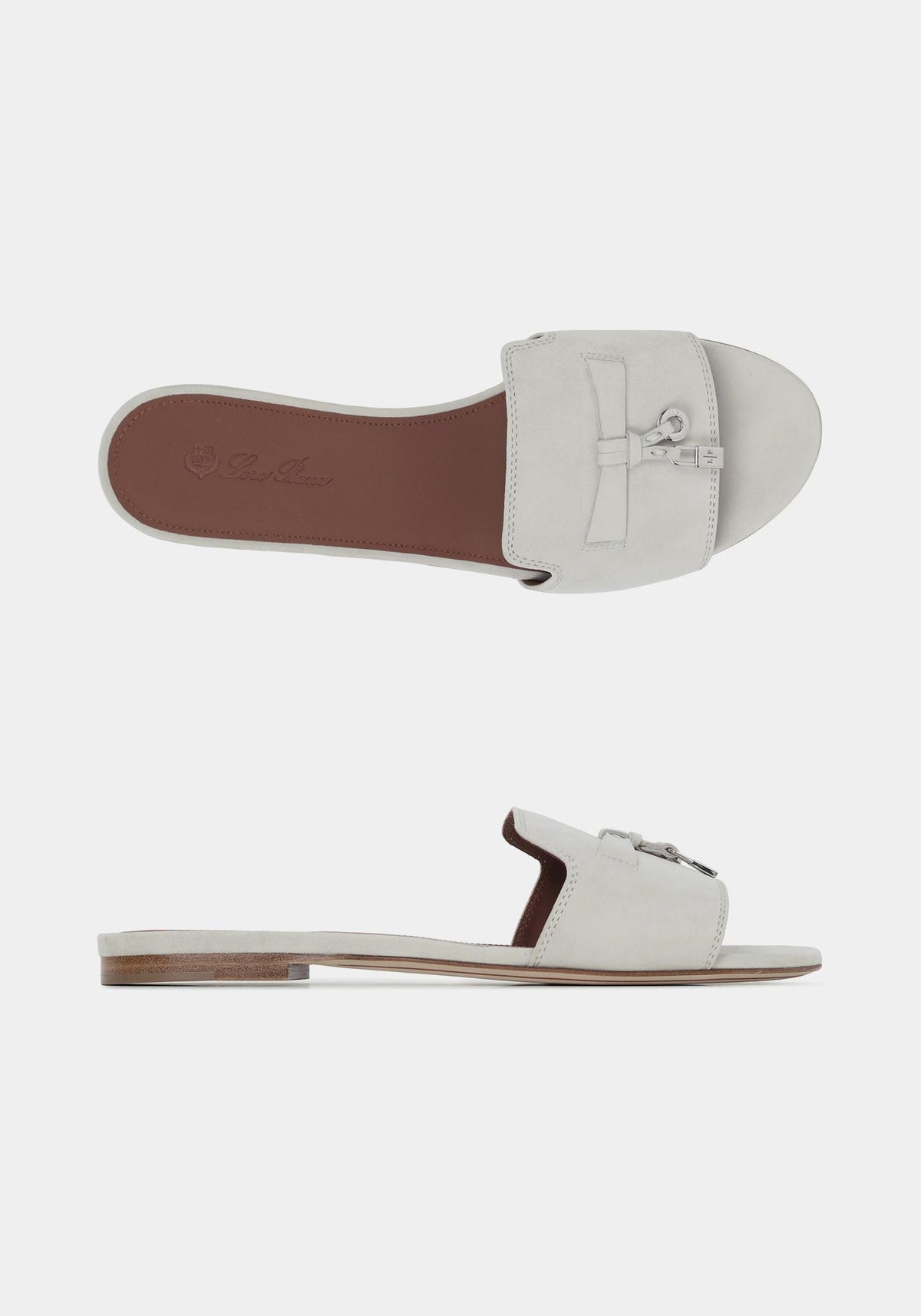 Loro Piana Women's Pearl Powder Suede Summer Charms Slide Sandals FAI5580 A760