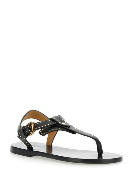 Isabel Marant Leather Slide Sandals SD0217FAC1B05S01BK BLACK DOM