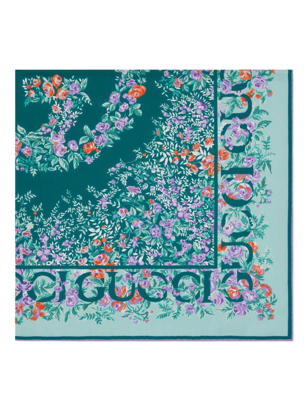 GUCCI Silk Scarf Beige Monogram Print
