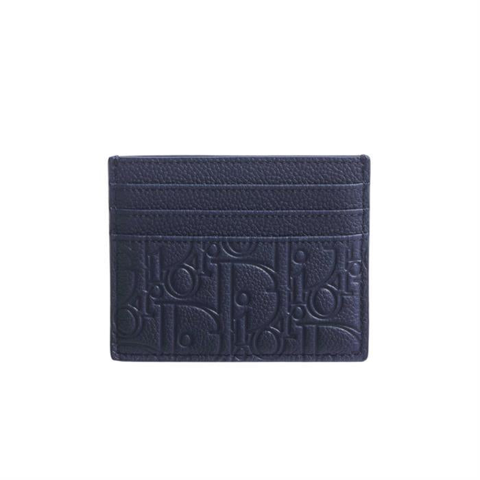 DIOR Blue Leather Compact Card Holder Wallet