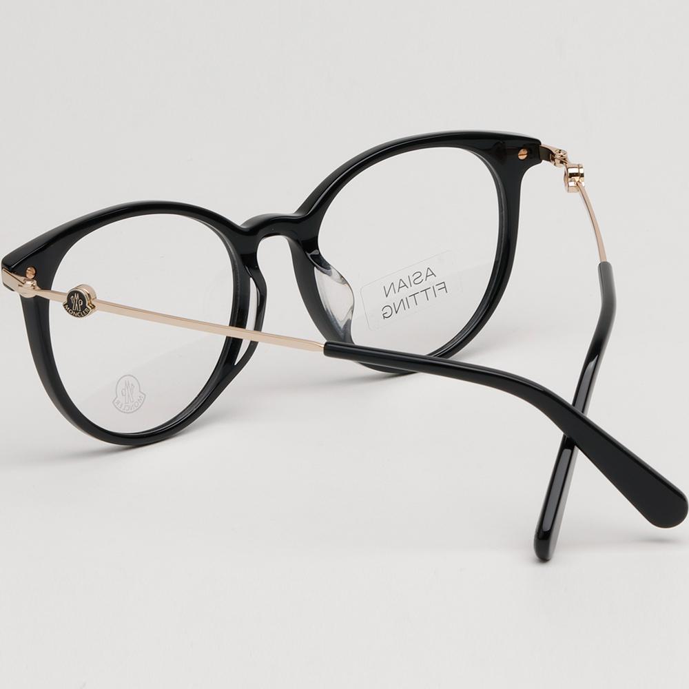 Moncler Black Acetate Round Eyeglass Frames Unisex