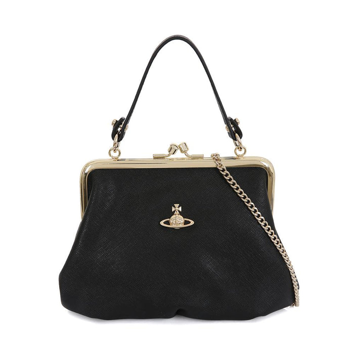 Vivienne Westwood Granny Frame Pearls Black Tote Bag
