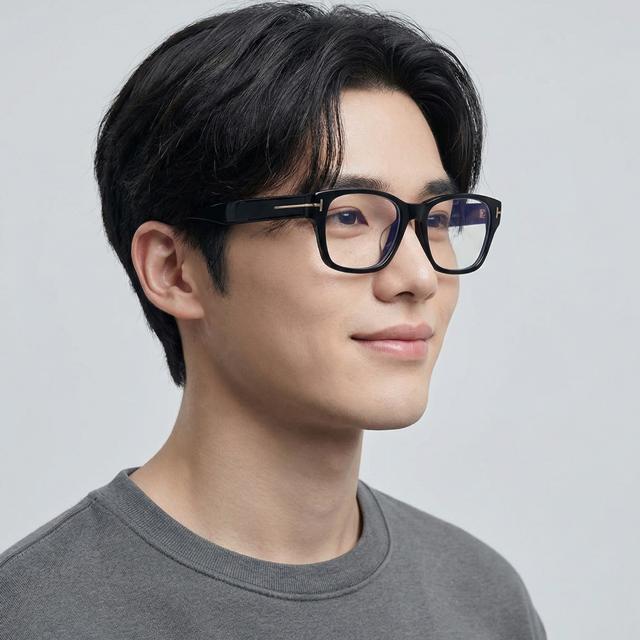 TOM FORD Blue Light Blocking Square Acetate Eyeglasses Asian Fit TF5781DB 001