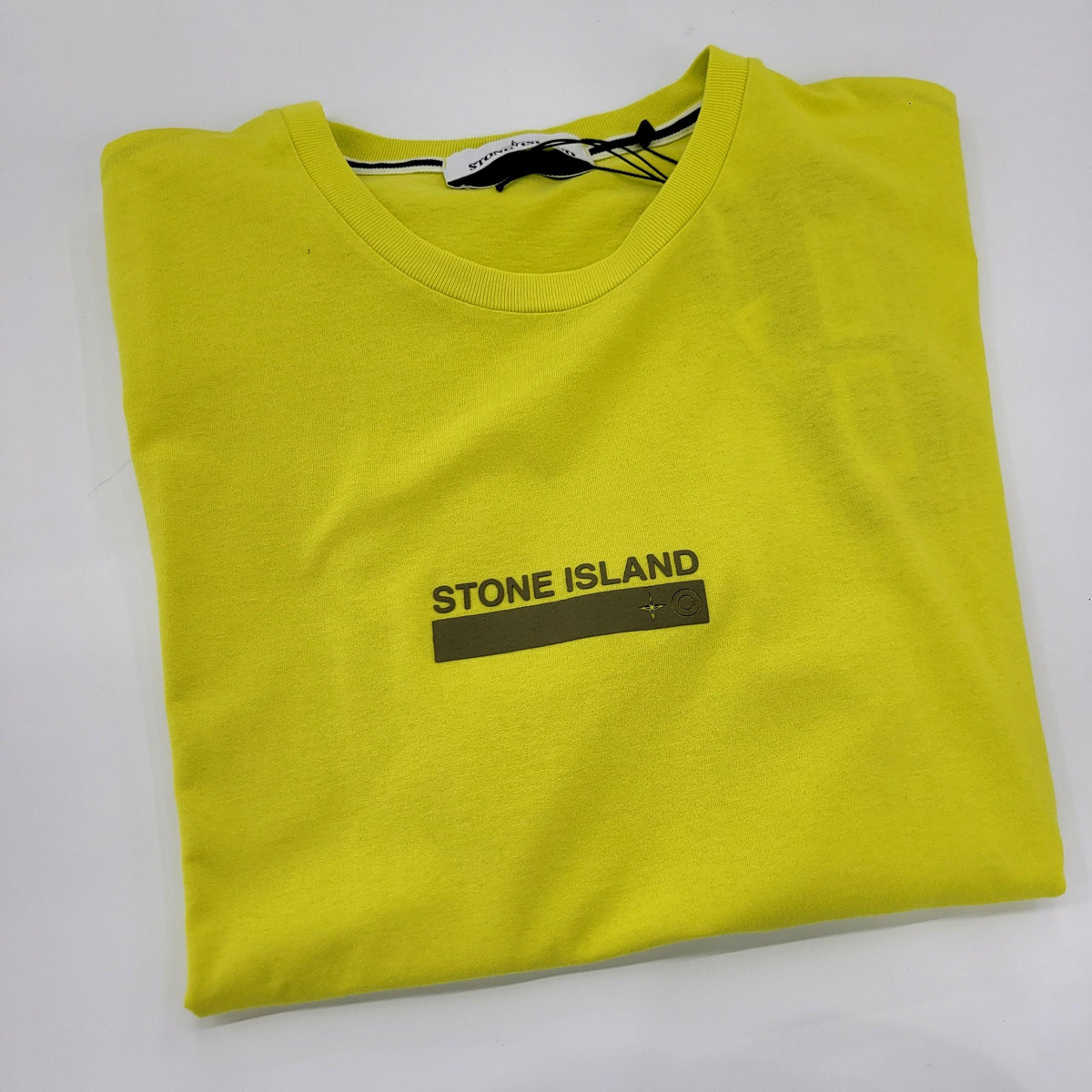 STONE ISLAND Yellow Square Logo Short Sleeve Shirt