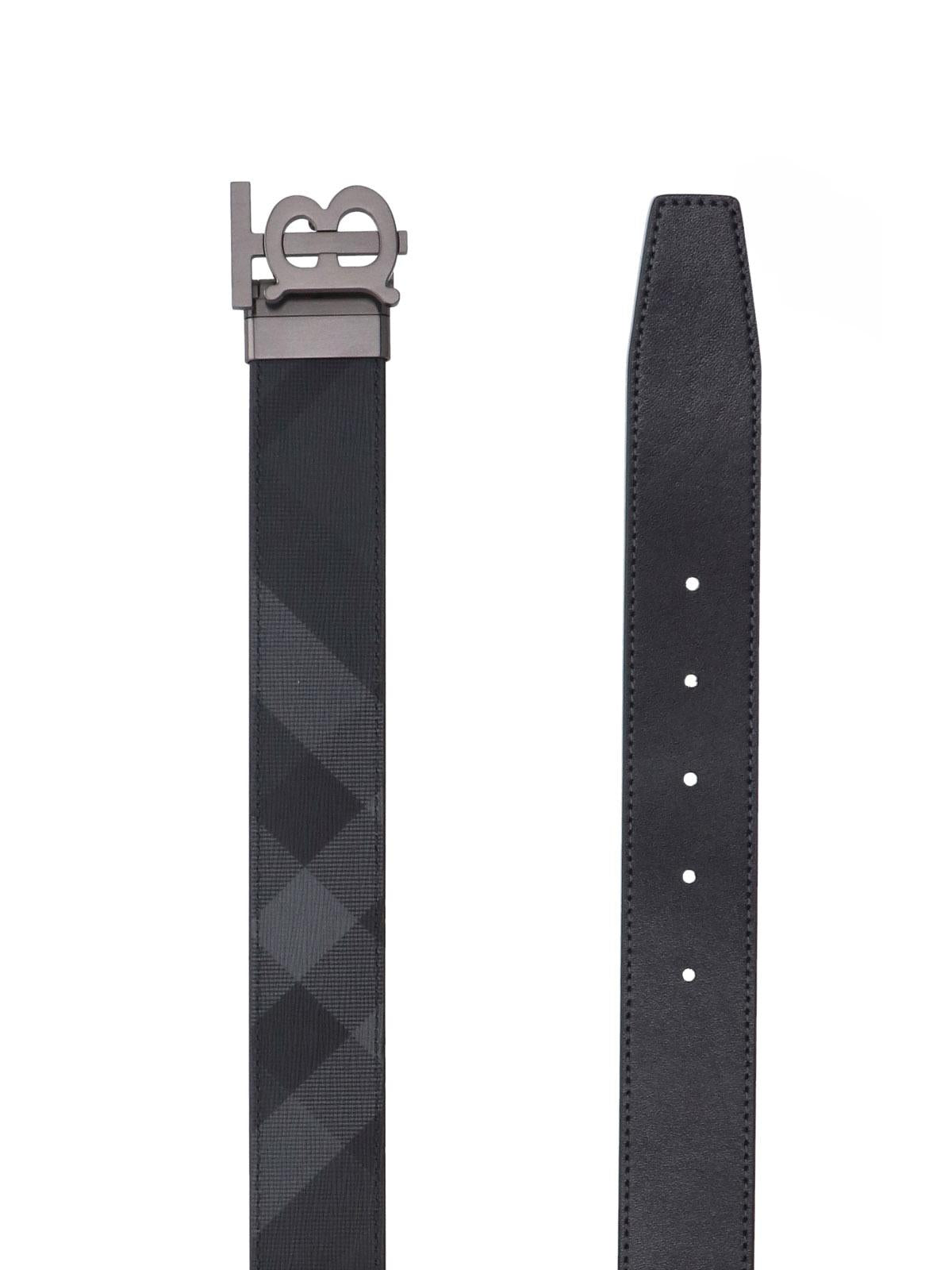 BURBERRY Black Leather Reversible Belt