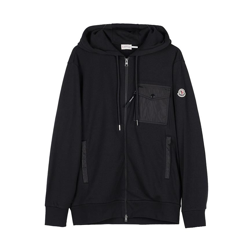Moncler Men’s Pocket Zip Hoodie Black Cotton