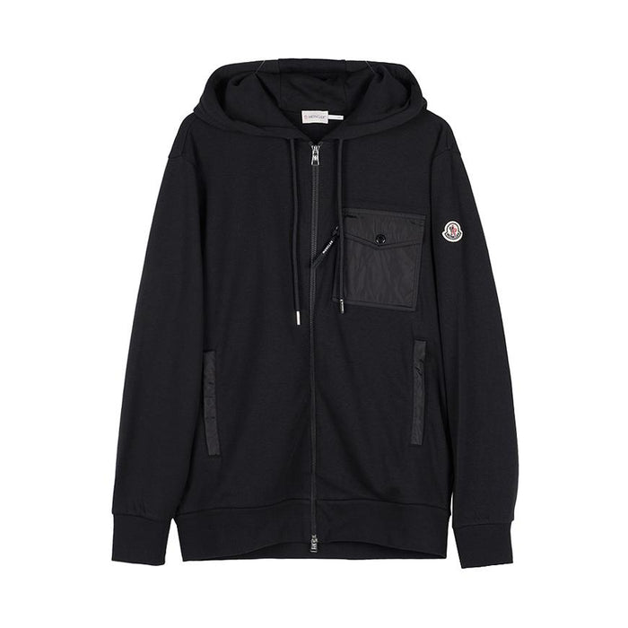 Moncler Men’s Pocket Zip Hoodie Black Cotton