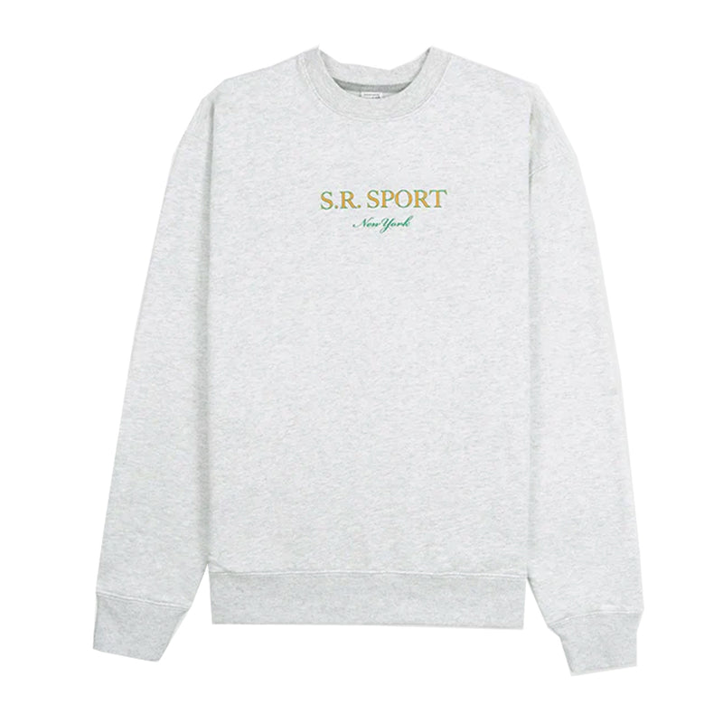 SPORTY&RICH Gray Fleece Back Logo Printed Sweatshirt for Women