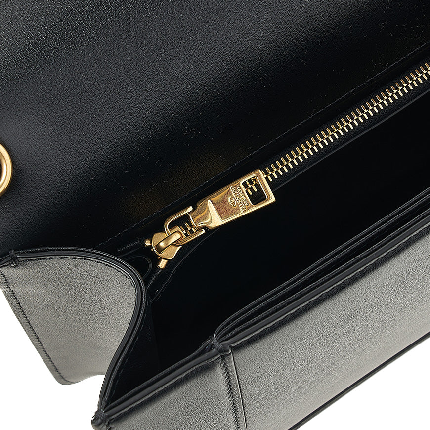 VALENTINO Garavani V Logo Signature Black Leather Clutch