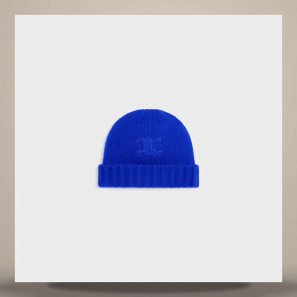 CELINE Triomphe Beanie Cashmere Silk Royal Blue AA09Y0899 07BR
