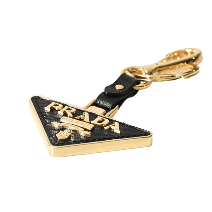 PRADA Gold Triangle Logo Keychain Key Ring Unisex 1PP128