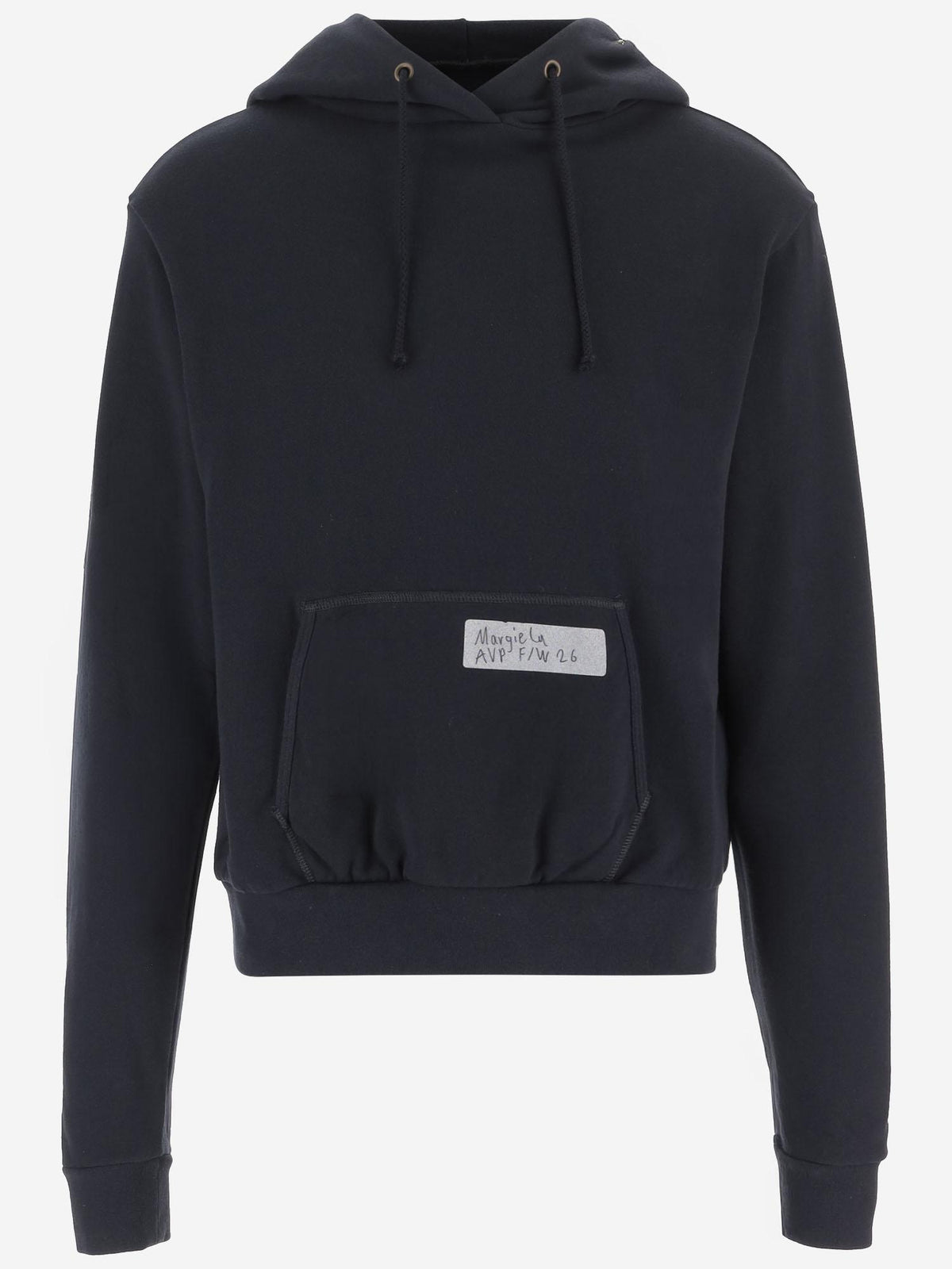 Maison Margiela Black Cotton Logo Hoodie for Men