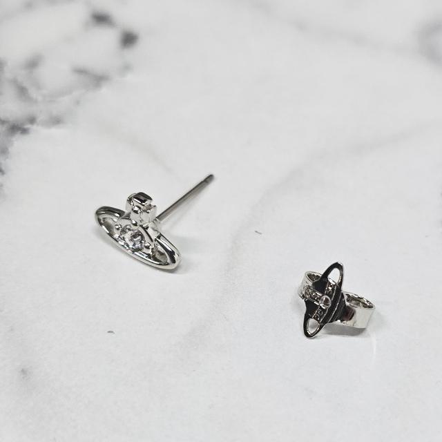 Vivienne Westwood Nano Solitaire Logo Earrings Silver Tone