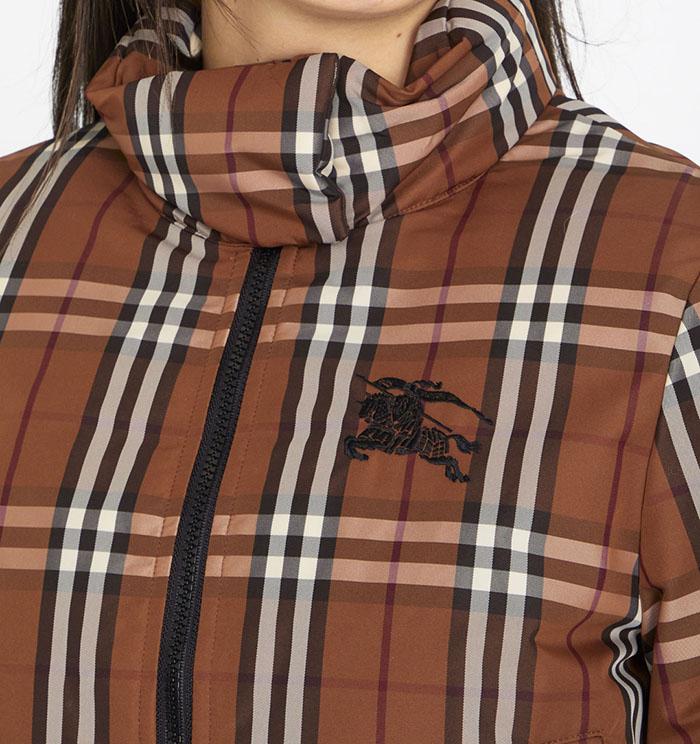 BURBERRY Brown Check Cropped Down Puffer Jacket