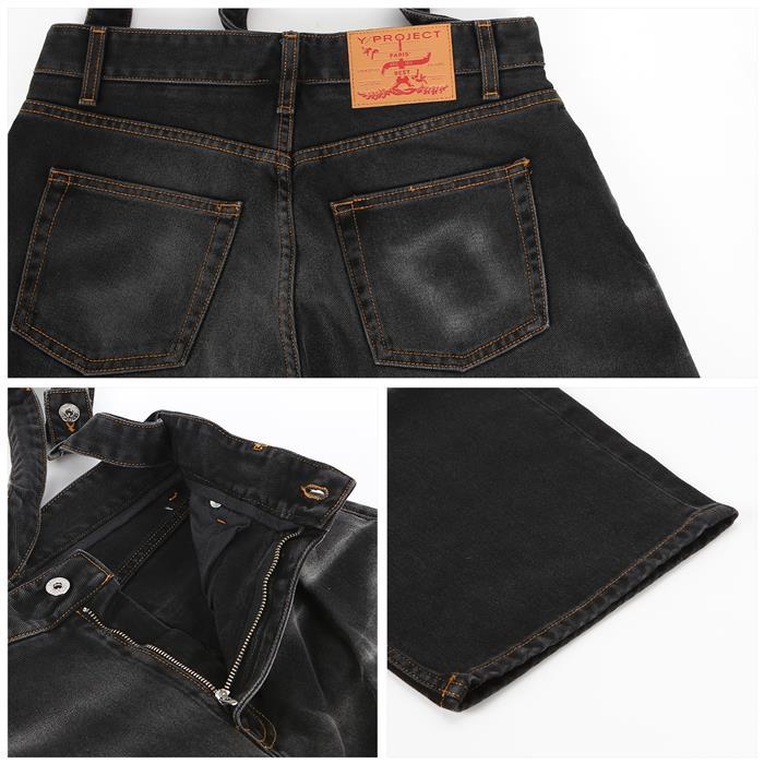 Y PROJECT Men's Black Whiskered Double Waist Denim Jeans JEAN48 S25 D15