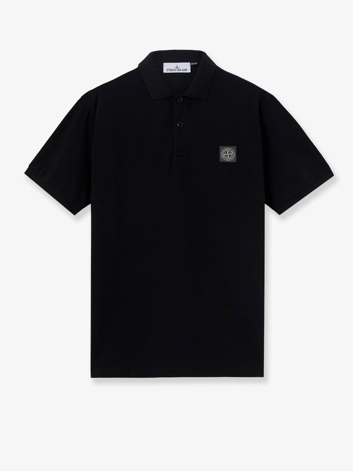 STONE ISLAND Short Sleeve Polo Shirt Black Cotton Men