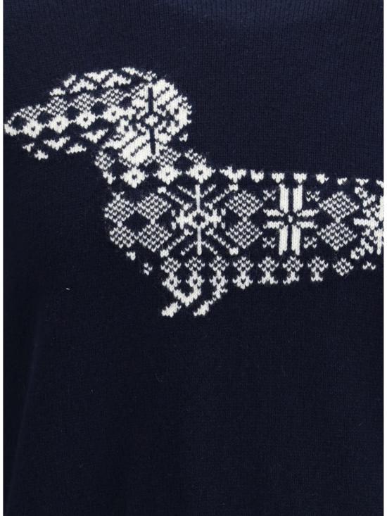 THOM BROWNE Navy Wool Round Neck Sweater Men’s MKA573A Y1029 415