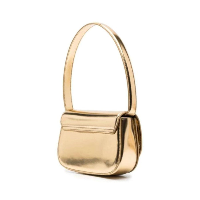 DIESEL Women's Gold Mirrored Leather Shoulder Bag X08396