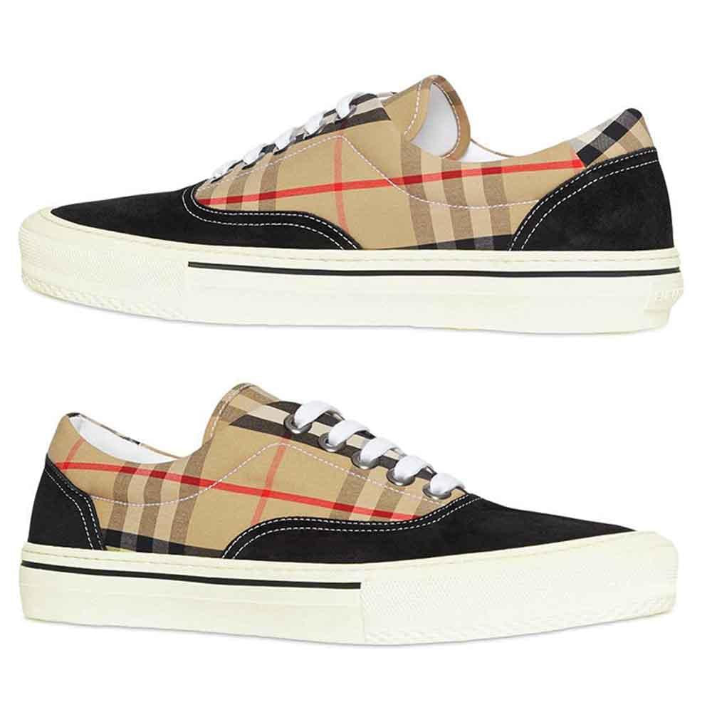 BURBERRY Vintage Check Black Men's Slip-On Sneakers 8016301