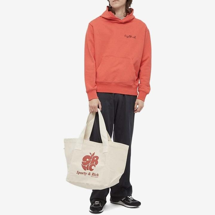 SPORTY&RICH Beige Red Apple Unisex Canvas Tote Bag AC495NT1