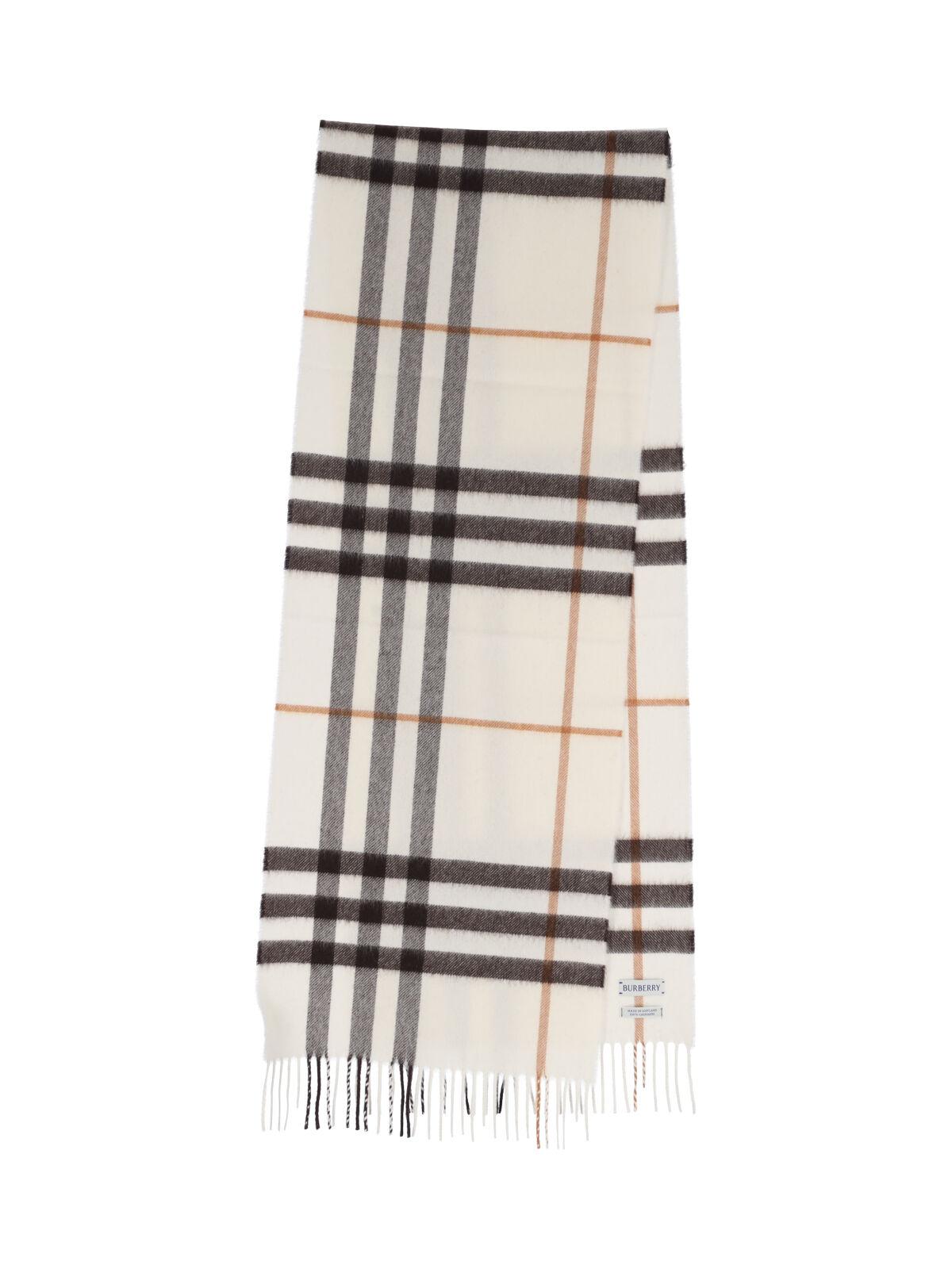 BURBERRY Beige Check Wool Scarf