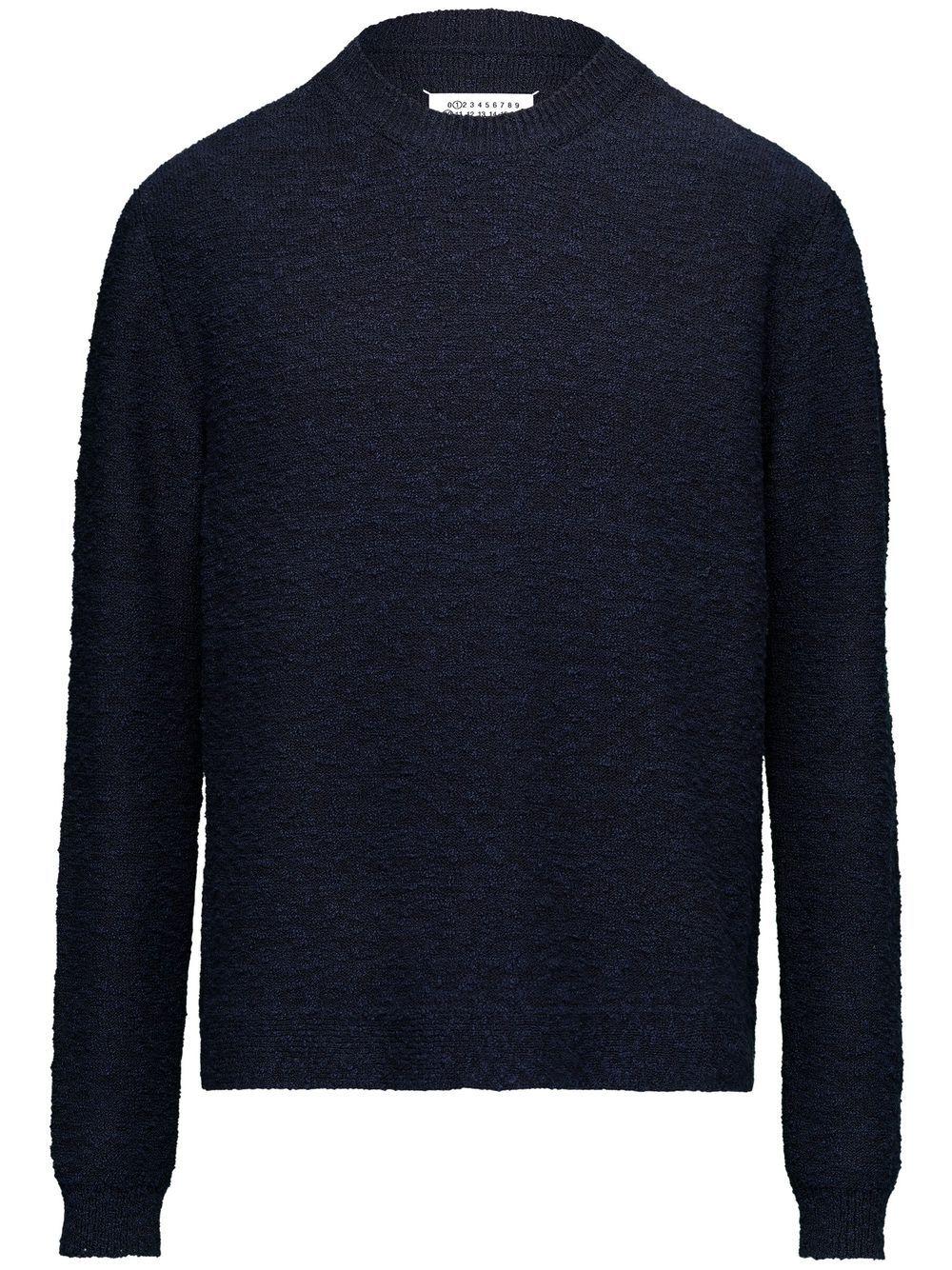 Maison Margiela Navy 4-Stitch Round Neck Knit Sweater Women