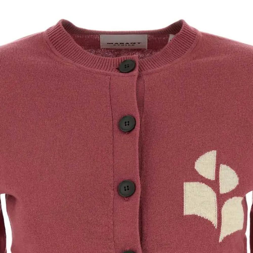 Isabel Marant Newton Logo Cardigan Antique Pink Knit