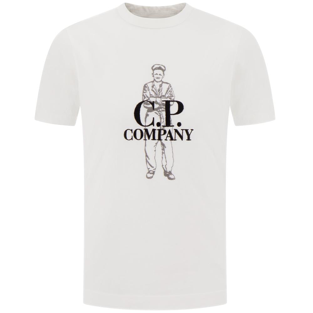CP Company Embroidered Logo White T-Shirt 18CMTS288A 006057O 103