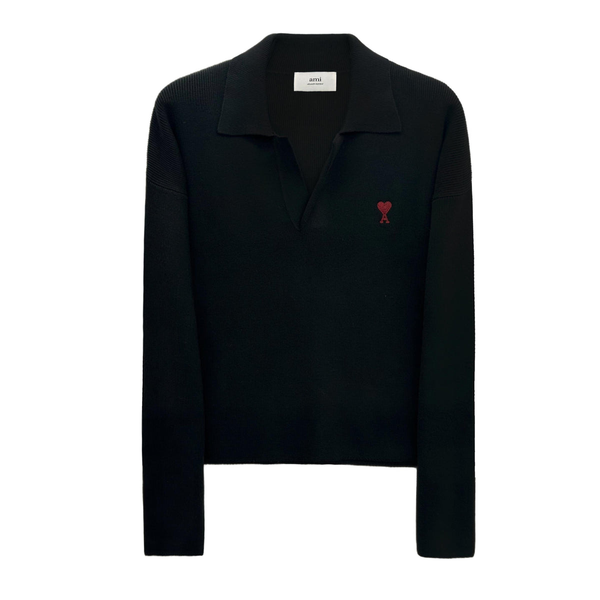 AMI Heart Logo Collar Knit V-Neck Sweater Unisex UPL346 001
