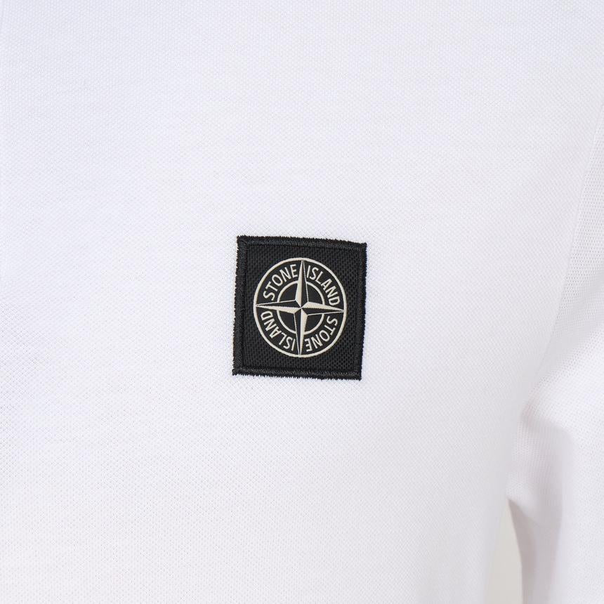 STONE ISLAND Men’s Long Sleeve Polo Shirt White Cotton