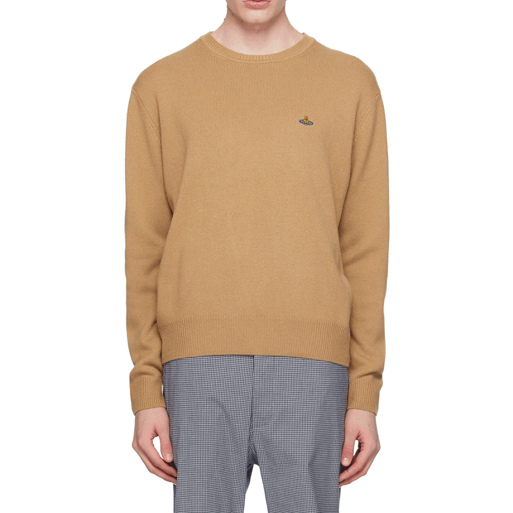 Vivienne Westwood Alex Men’s Long Sleeve Round Neck Knit Sweater Navy