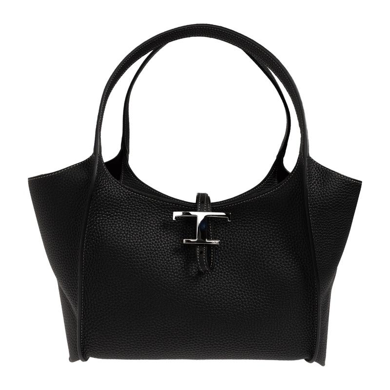 Tods T Timeless Small Tote Bag Black Leather