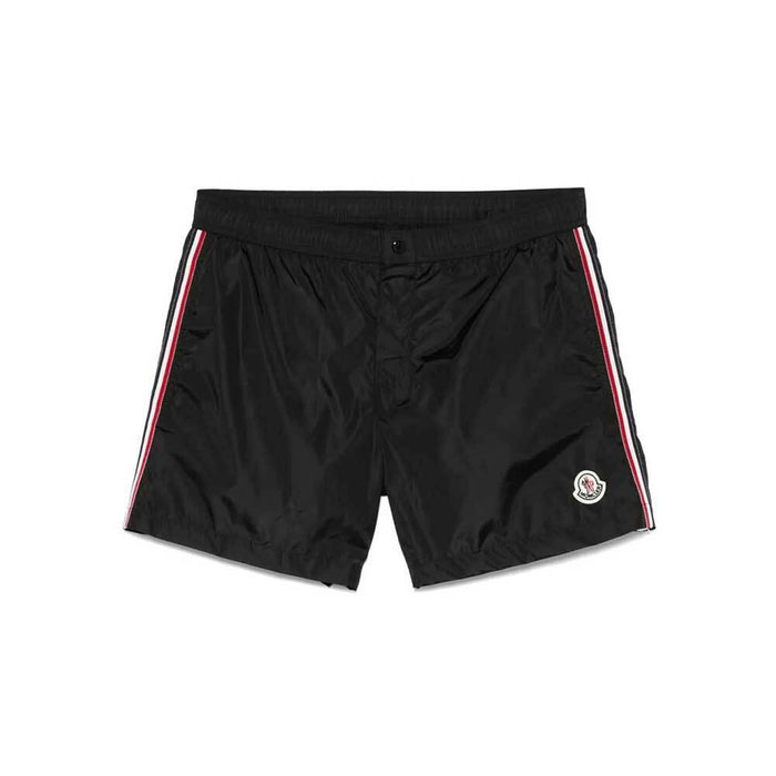 Moncler Men's Logo Patch Black Swim Shorts