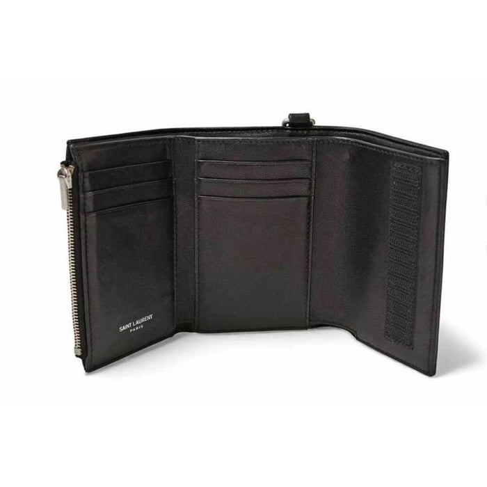 Saint Laurent Leather Velcro Compact Wallet 820355 1EL0E 1000