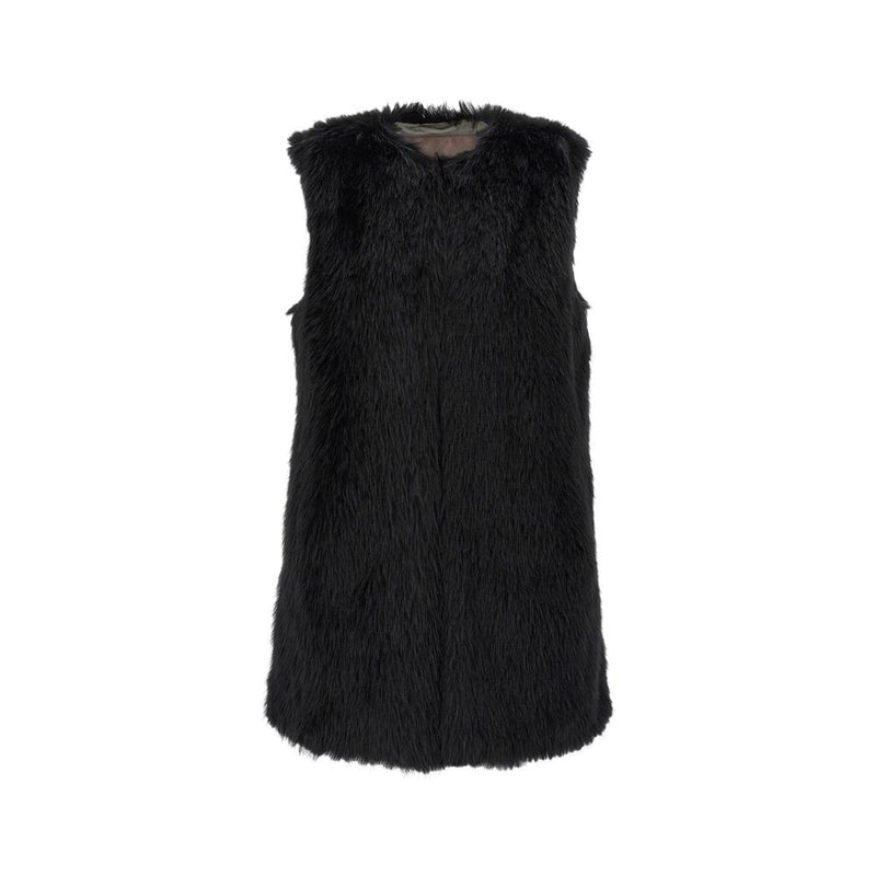 Herno Black Faux Fur Resort Vest Jacket for Women GC00065DR 12627 9300