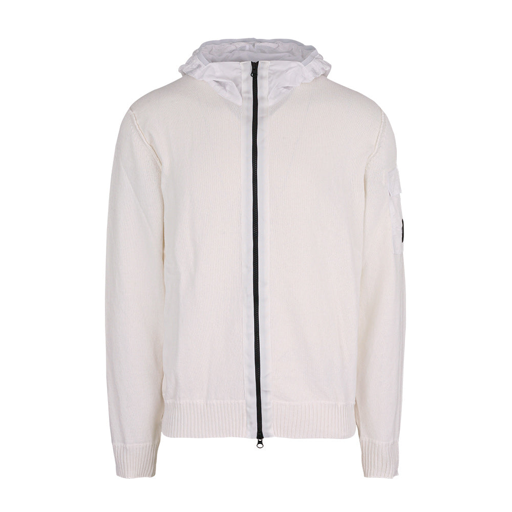 CP Company Men’s Knit Hooded Zip-Up Sweater White