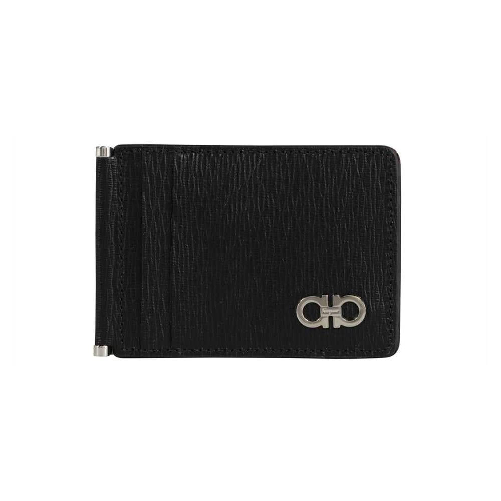 Ferragamo Double Gancini Silver-Tone Leather Card Holder 66 A624 0723881