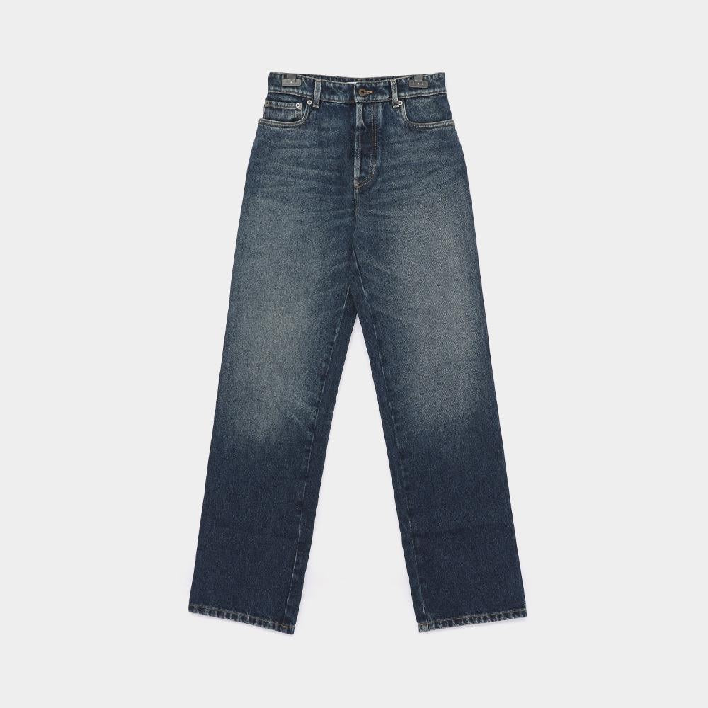 Miu Miu Back Pocket Logo Washed Wide Leg Denim Pants for Women GWP582 6019 F0008