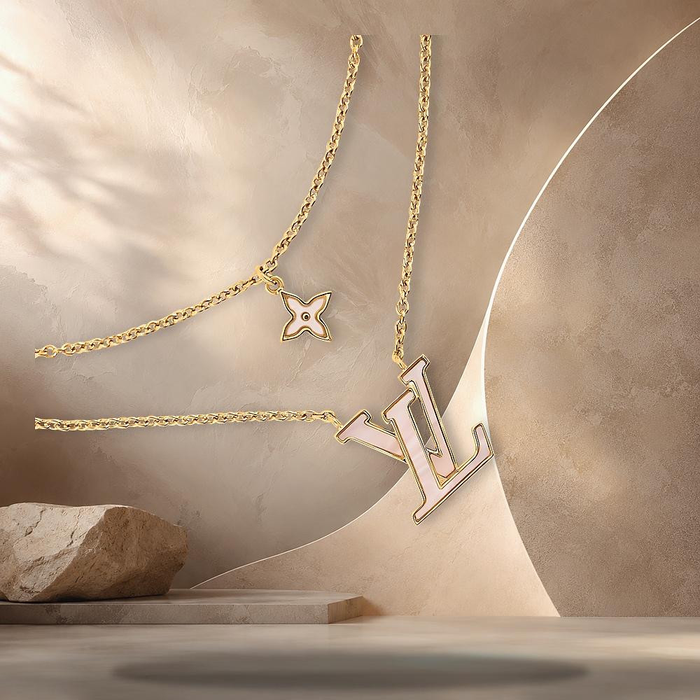 Louis Vuitton Pearl-Effect Necklace Pink Gold-Tone Metal M03867
