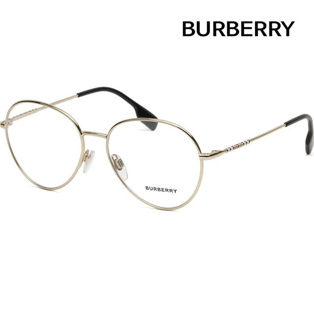 BURBERRY Round Metal Gold Frame Eyeglasses Unisex BE1366 1109