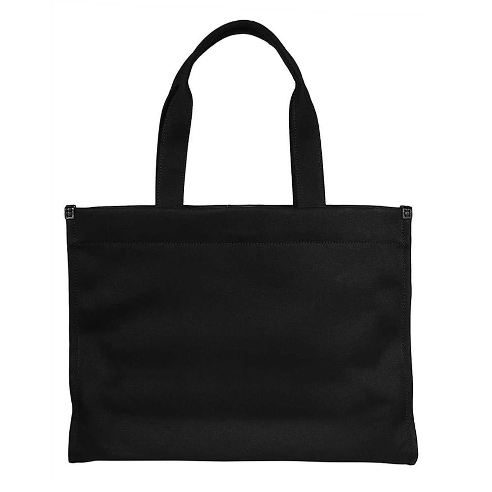 Tory Burch ELLA Logo Canvas Shopper Tote Bag Black