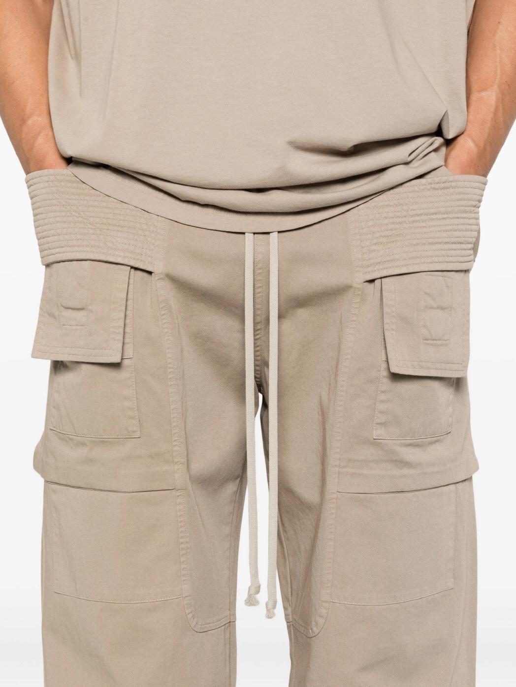 Rick Owens DRKSHDW Wide Creatch Cargo Pants Dirty Pearl Cotton Twill