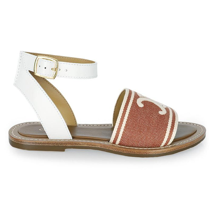 CELINE Triomphe Lympia Jacquard Sandals Brown Women’s