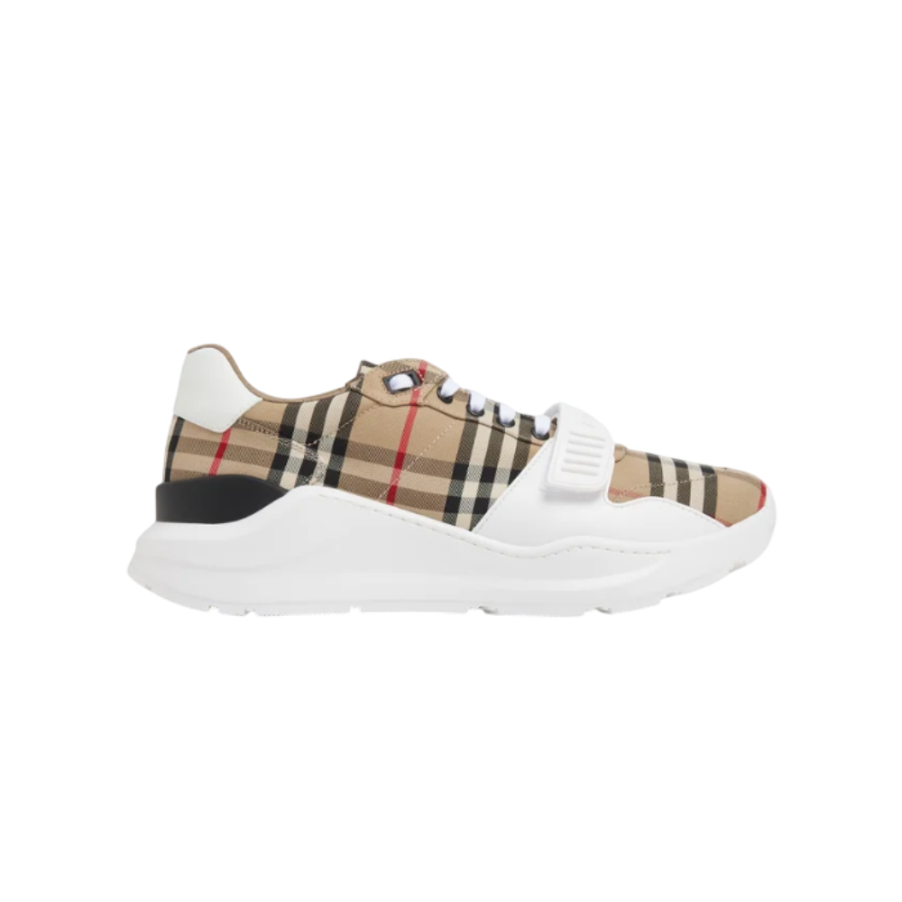 BURBERRY Vintage Check Suede Leather Low-Top Sneakers Men Archive Beige