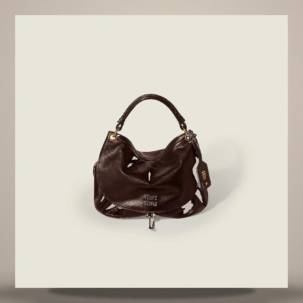 Miu Miu Rendezvous Leather Shoulder Bag 5BC219 2BBL F0NBL
