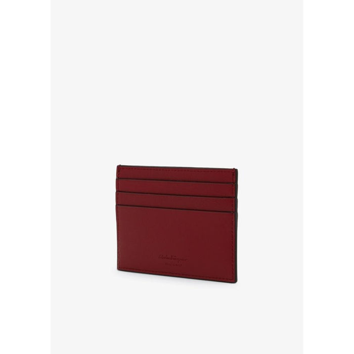 Ferragamo Gancini Leather Card Holder Black Unisex