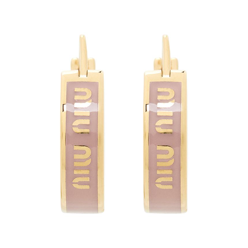 Miu Miu Silver-Tone Crystal Logo Stud Earrings