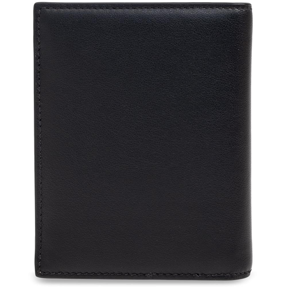 Ferragamo Black Compact Leather Bi-Fold Wallet with Gold Logo 22 0699 0775326